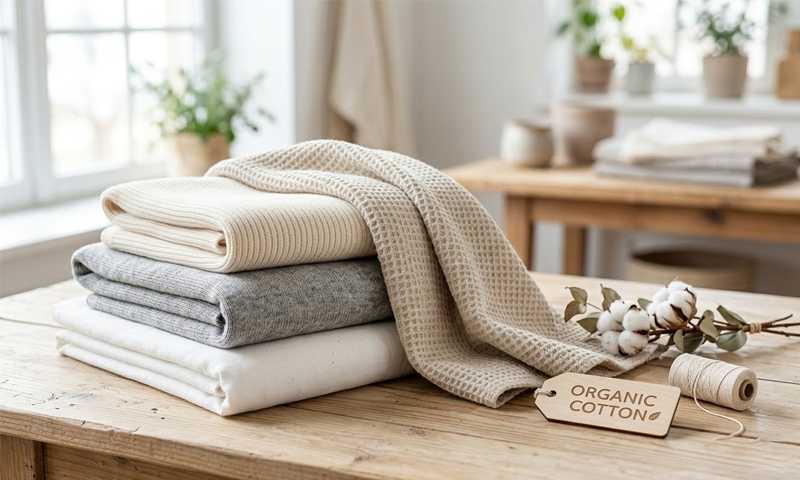 Tissu en maille de coton biologique
